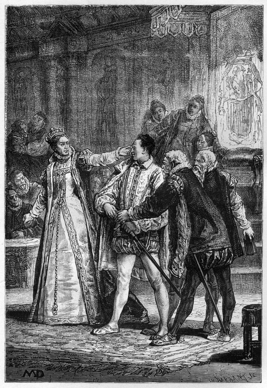 Queen Elizabeth I of England Striking the 2nd Earl of Essex Robert Devereux by Unknown artist