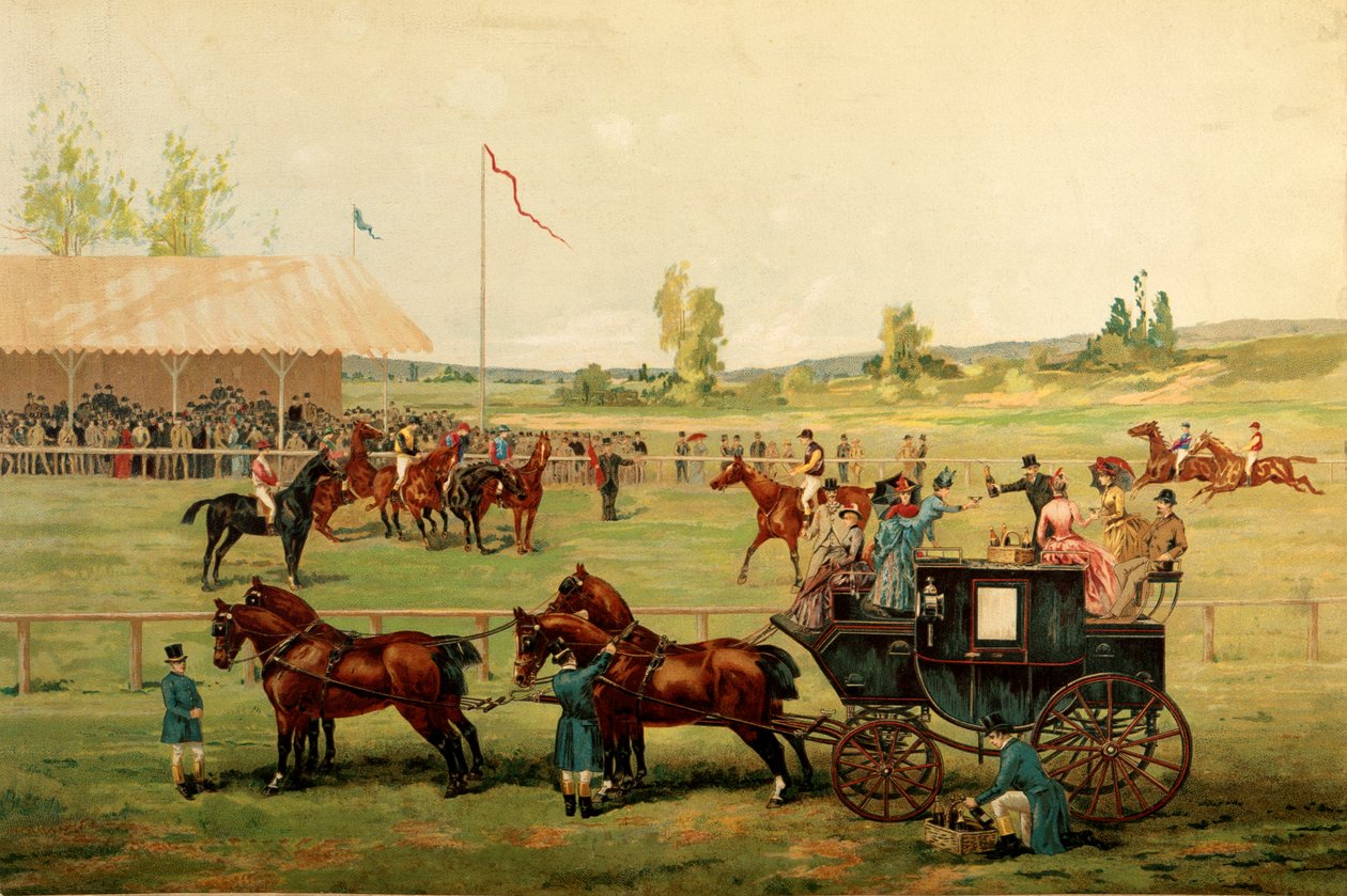 Race fields. Colour chromolithography late 19th century by Unknown artist