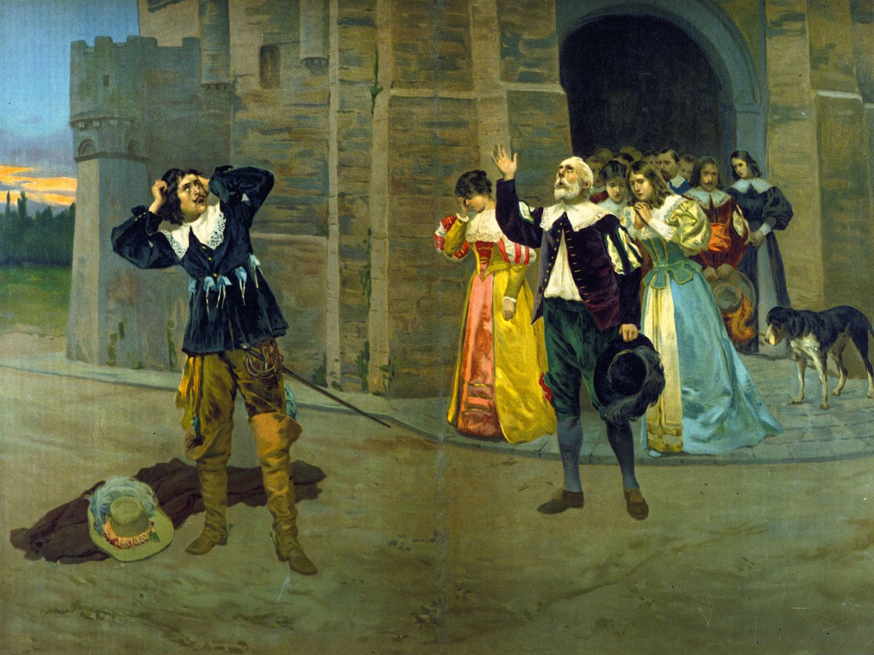 Raimondo announces the death of Lucia to Edgar in the last scene of Act III of the opera “Lucie de Lammermoor” (Lucia) by Gaetano Donizetti by Unknown artist