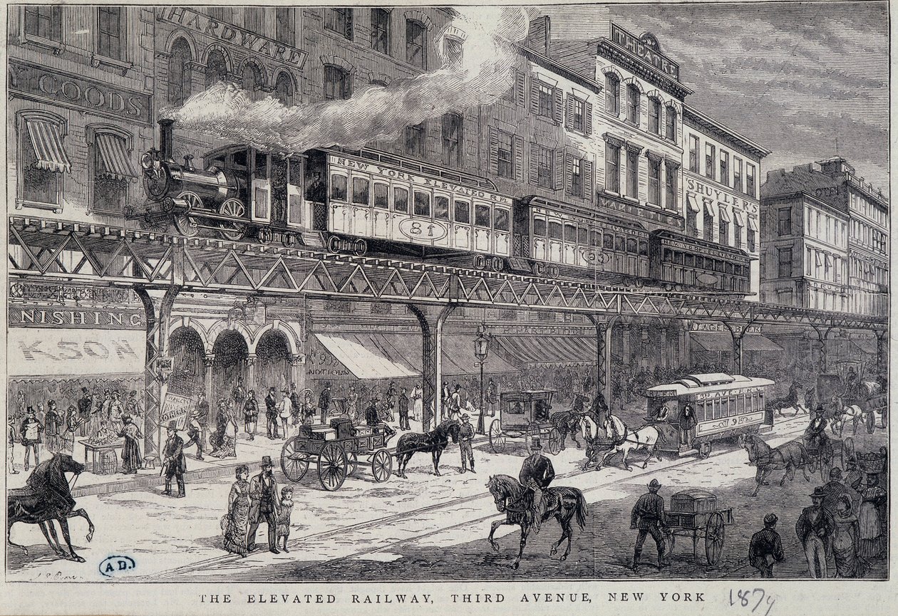 Raised Railway on 3rd Avenue, New York by Unknown artist