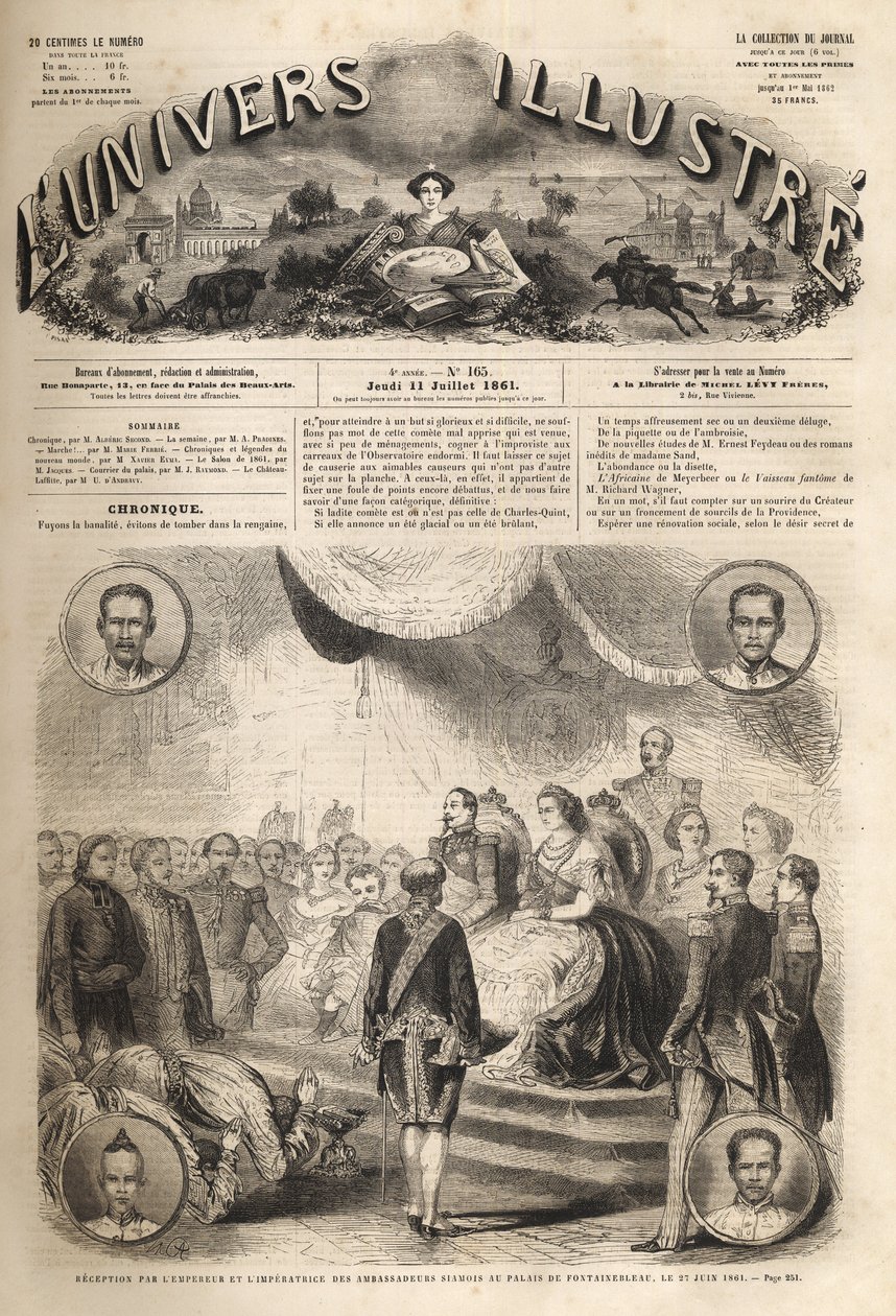 Reception of Siamese ambassadors by Emperor Napoleon III and the Empress Eugenie at the Palace of Fontainebleau, 27 June 1861 by Unknown artist