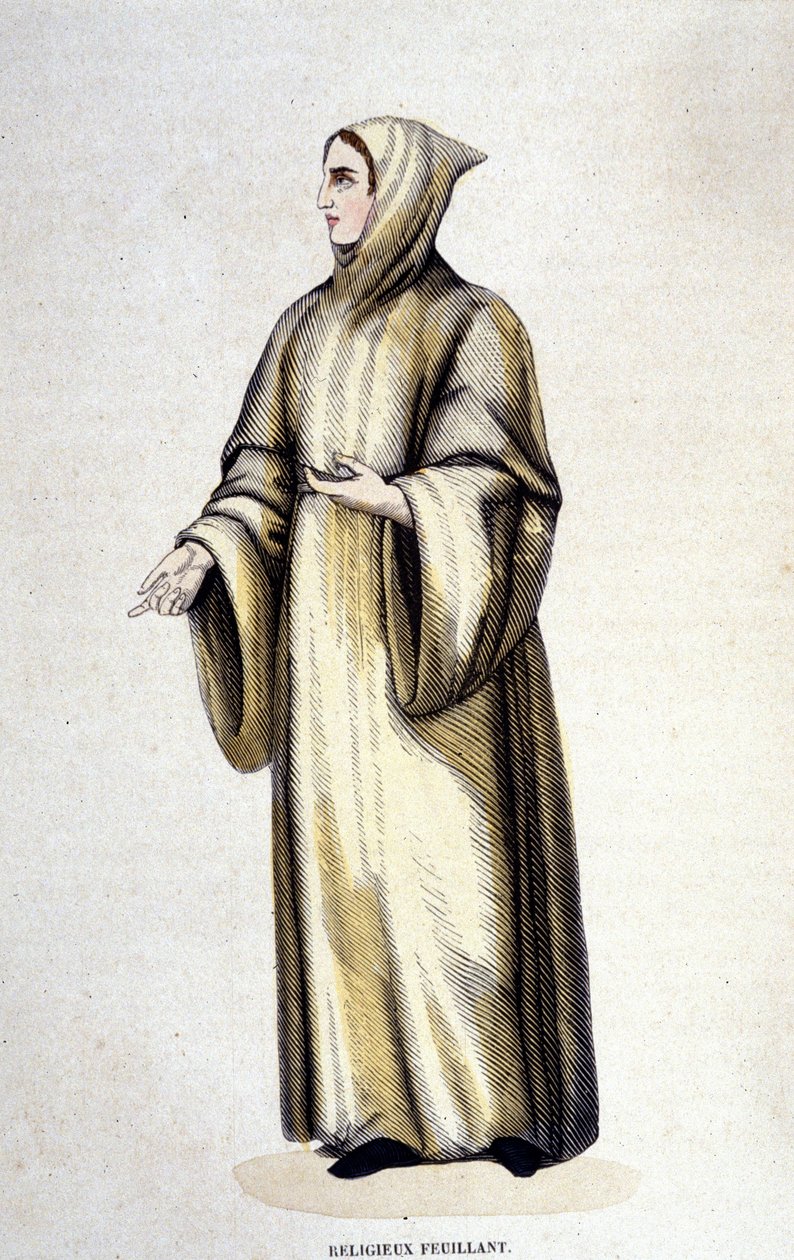 Religious Feuillant, Order of Citeaux, reformed by Jean de La Barrière. 19th century engraving. by Unknown artist