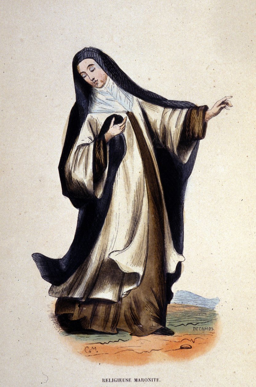 Religious Maronite. Engraving from an album on religious orders, Paris by Unknown artist