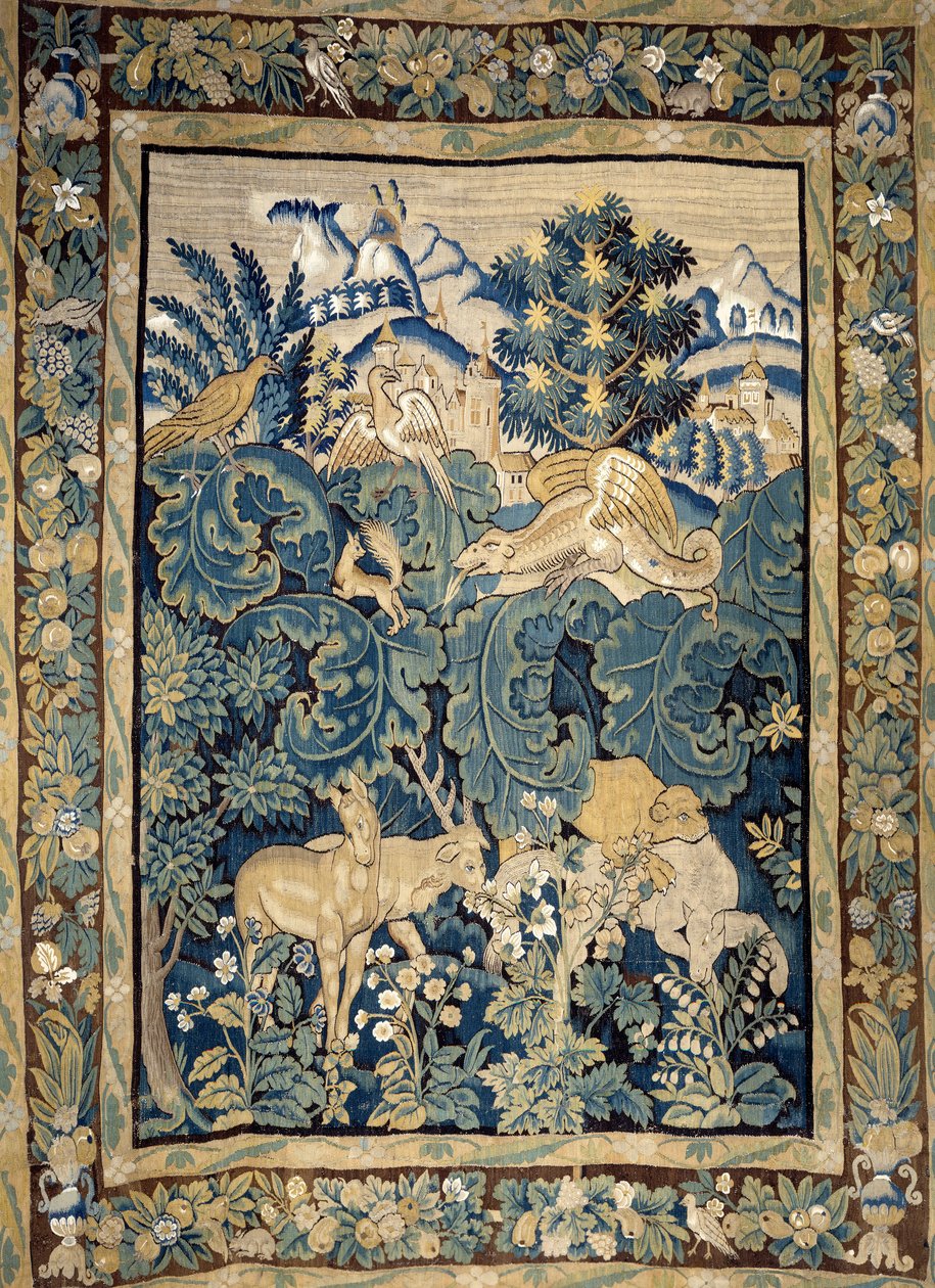 Representation of fantastic animals in a virgin forest by Unknown artist