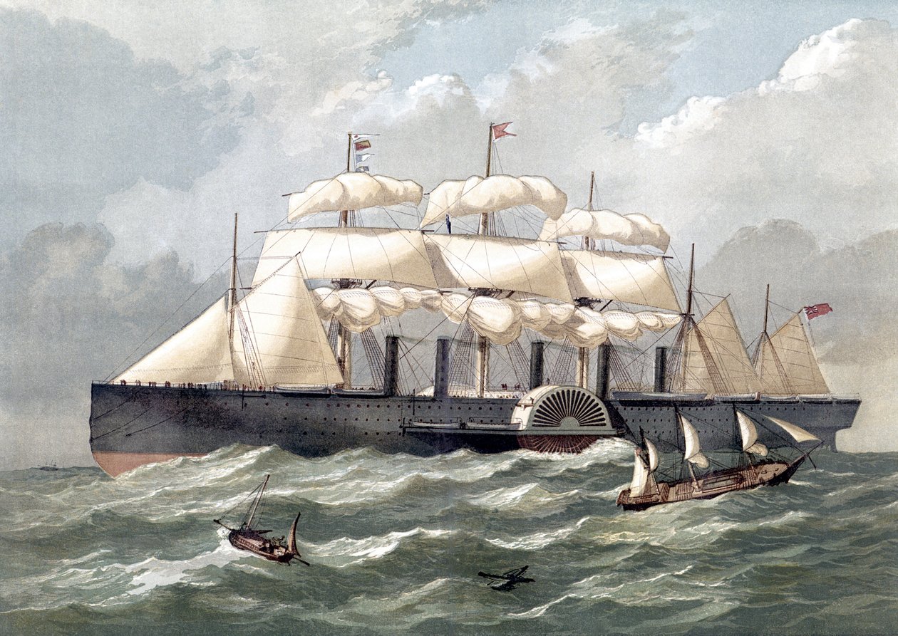 Representation of the British ship Great Eastern, first giant liner, inaugurated in 1858 designed by Isambard Kingdom Brunel by Unknown artist