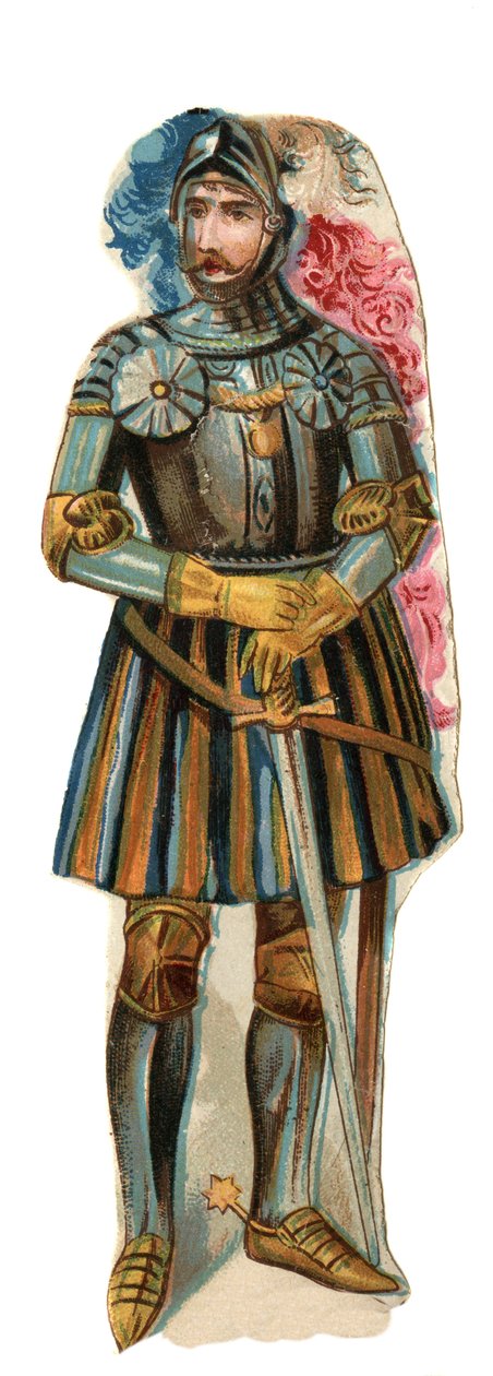 Representation of the Knight Pierre Terrail, Lord of Bayard. Chromolithography, Late 19th Century by Unknown artist