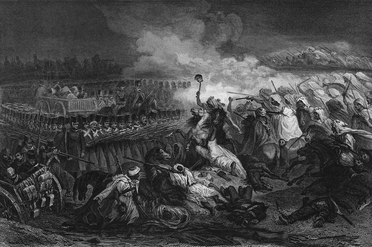 Retirement of the Arabs in front of the square formed by the French army at Constantine in 1837, in 