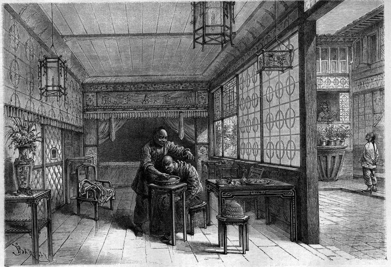 Rich Chinese in his barber by Unknown artist