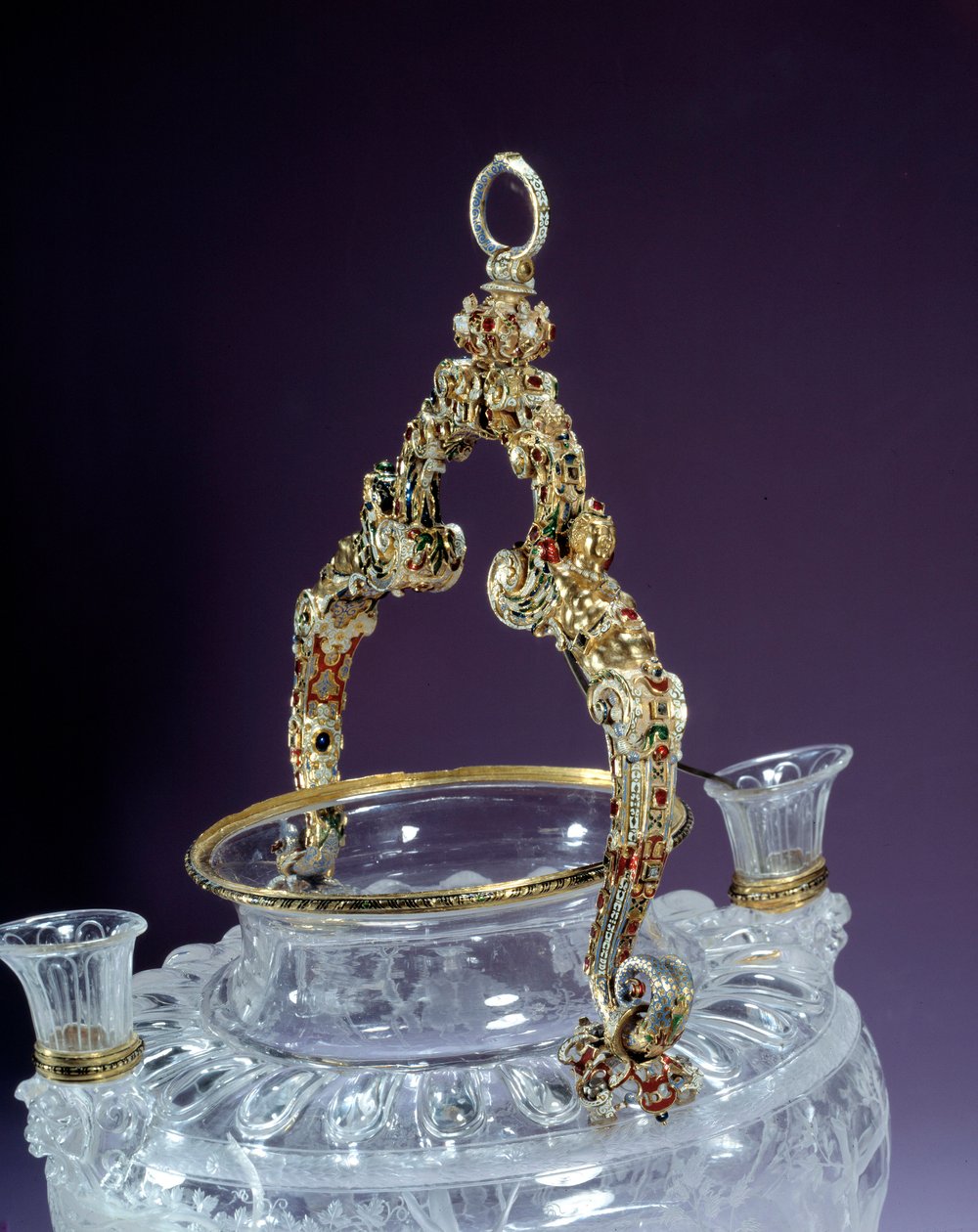 Rock Crystal Vase Handle Representing Noah