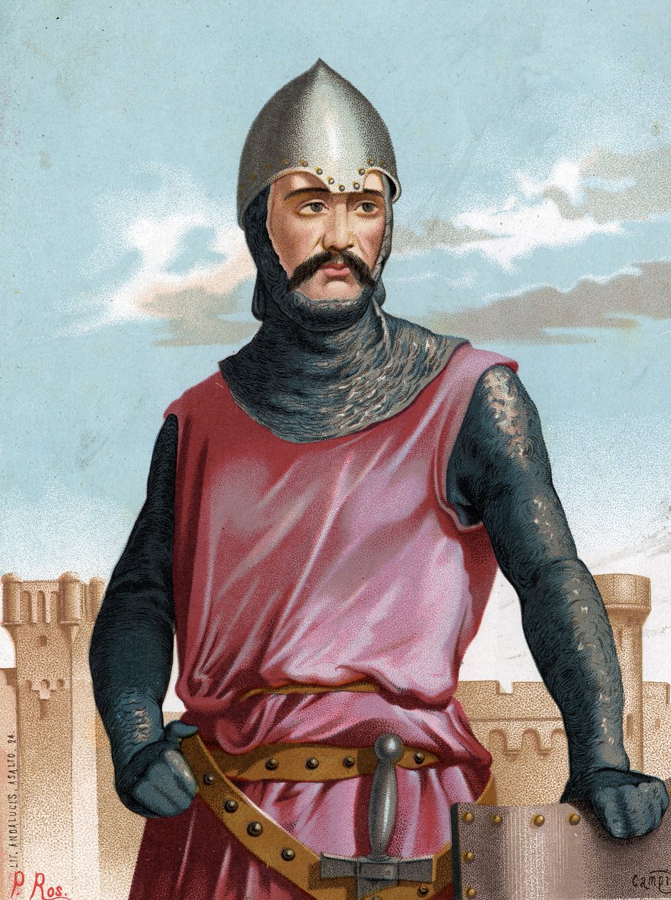 Rodrigo Díaz de Vivar, known as the Cid Campeador Spanish Hero (1043 to 1099). After 