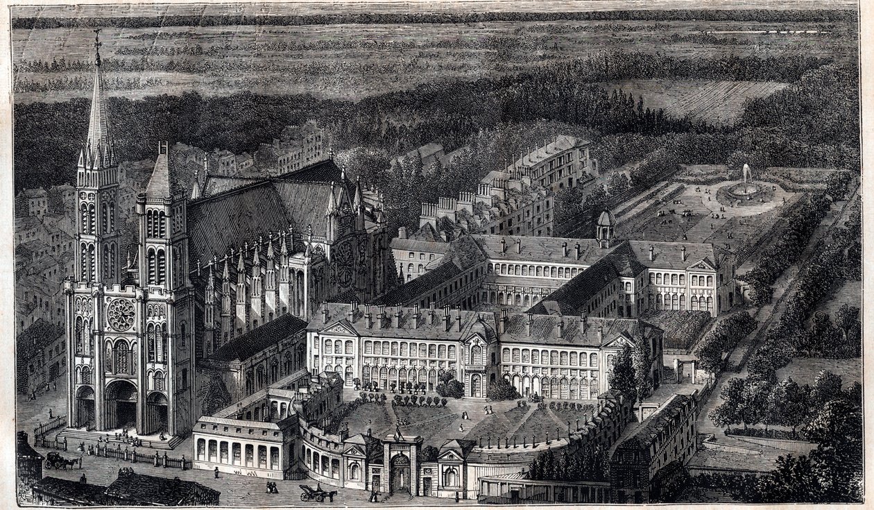 Royal House of Saint-Louis (House of Education of the Legion of Honour) in Saint Denis near the Cathedral - Engraving around 1867 by Unknown artist
