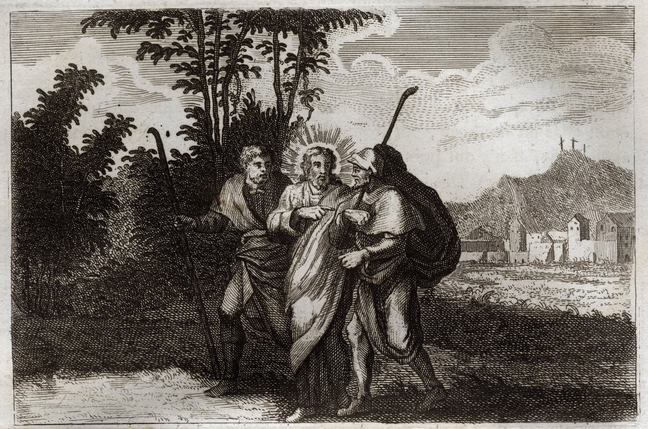 Royaumont Bible, New Testament: Disciples of Emmaus. The two disciples ...