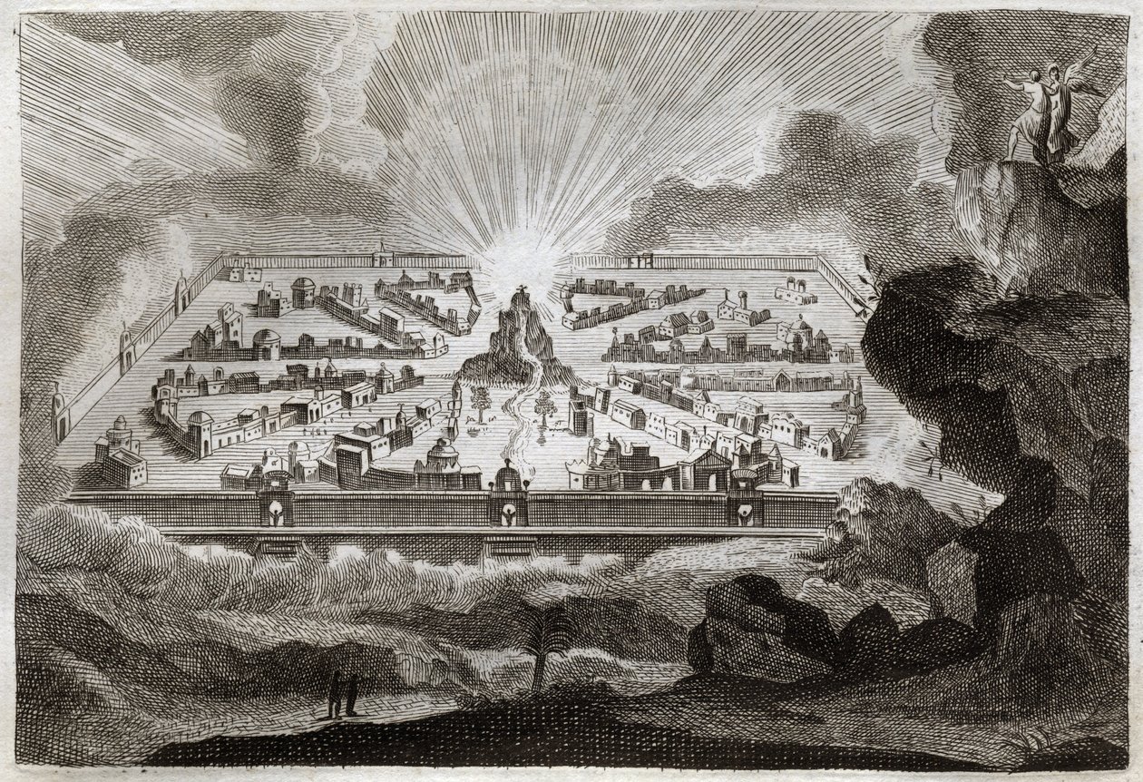 Royaumont Bible, New Testament: New Jerusalem. The Angel shows Saint John the New Jerusalem. Illustration from 1811 by Unknown artist