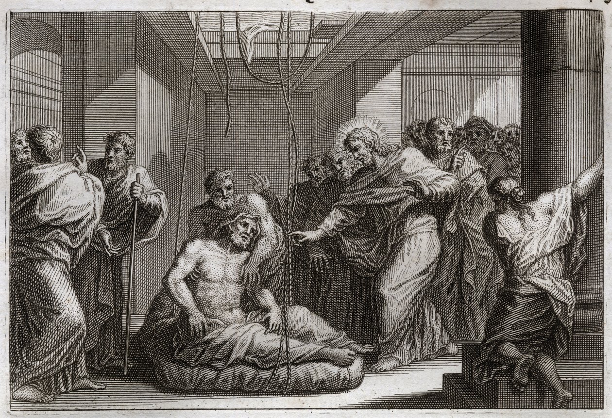 Royaumont Bible, New Testament: Paralytic (illustration from 1811) by Unknown artist