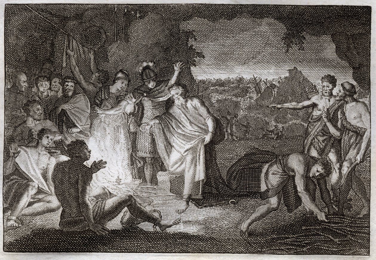 Royaumont Bible, New Testament: Sinking of St. Paul. He is Bitten by a Viper Without Harm. Illustration from 1811 by Unknown artist