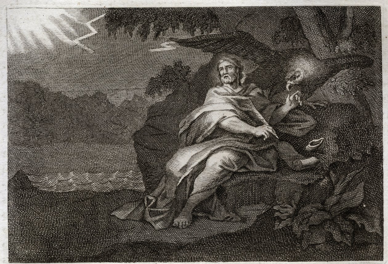 Royaumont Bible, New Testament: The evangelist Saint John with the eagle. Illustration from 1811 by Unknown artist