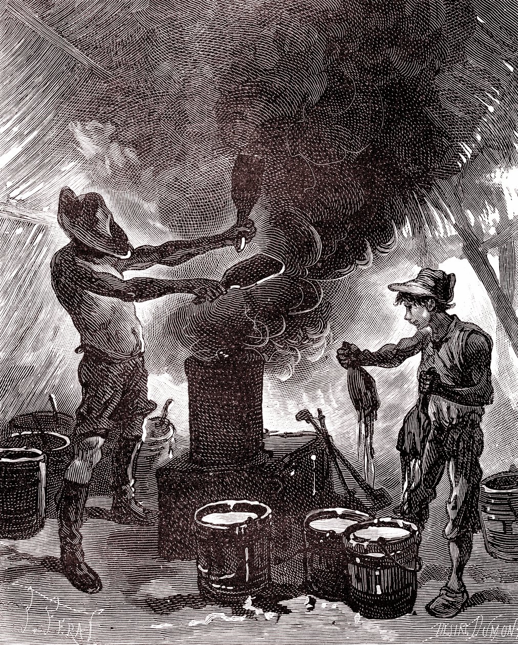 Rubber Preparation or Vulcanization in the Brazil Forest by Unknown artist