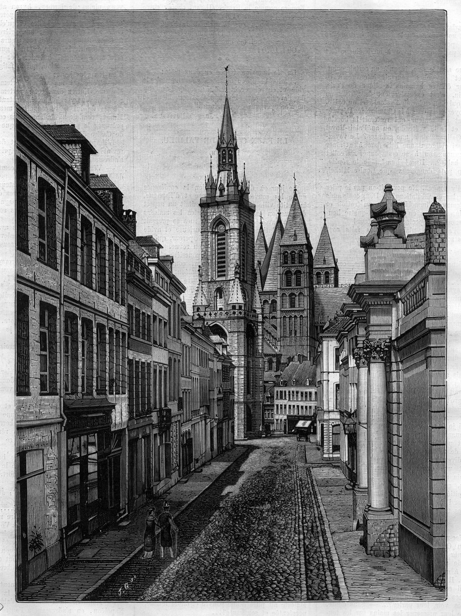 Rue Saint Martin (Abbaye Saint Martin) in Tournai in Belgium in 1882. by Unknown artist
