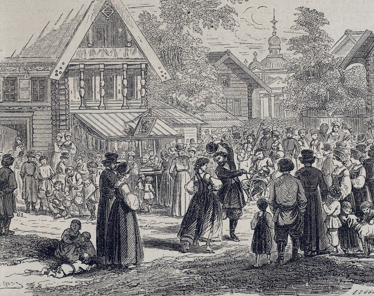 Party in a Village, 1879 (engraving) by Unknown artist