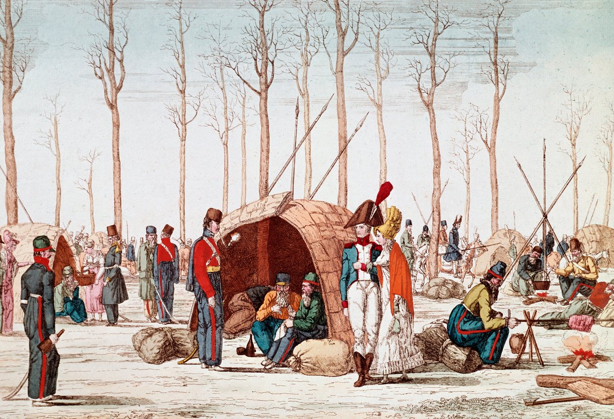 Russian soldiers bivouacking on the Champs-Elysees, Paris, France, 31 March 1814 by Unknown artist
