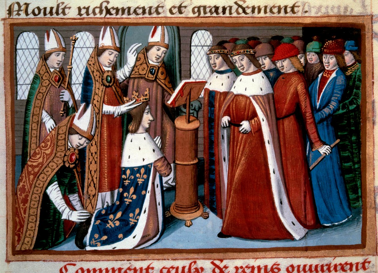 Sacred King Charles VII (1422-1461) by the Archbishop of Reims on 17/07/1429 Miniature taken from 