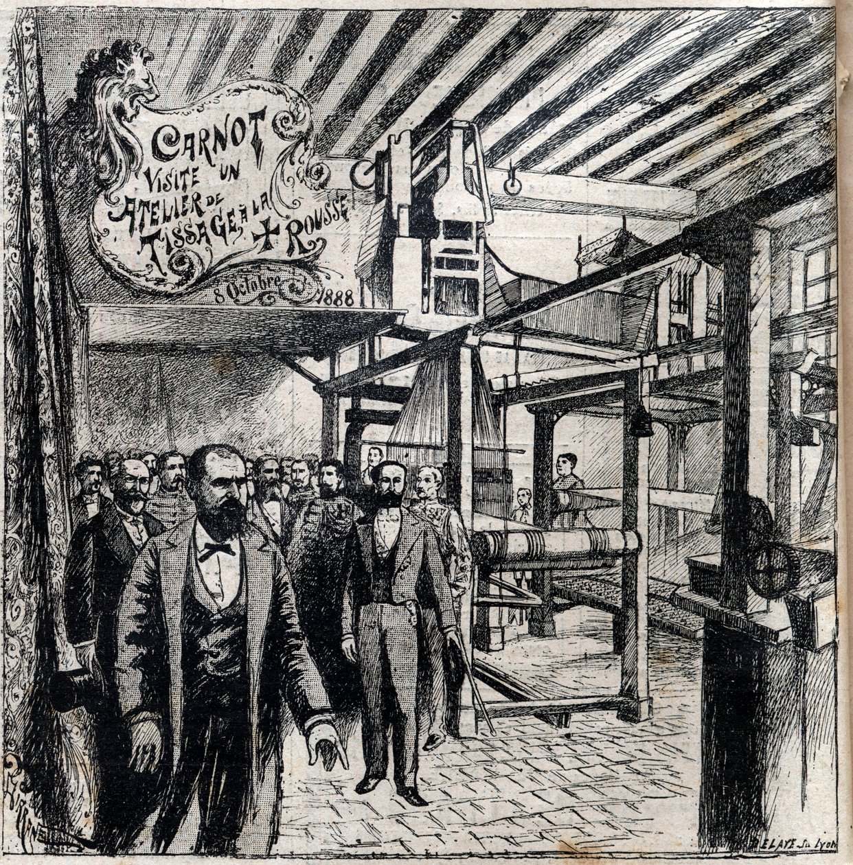 Sadi Carnot (1837-1894) visits a workshop in Canut, October 8 by Unknown artist