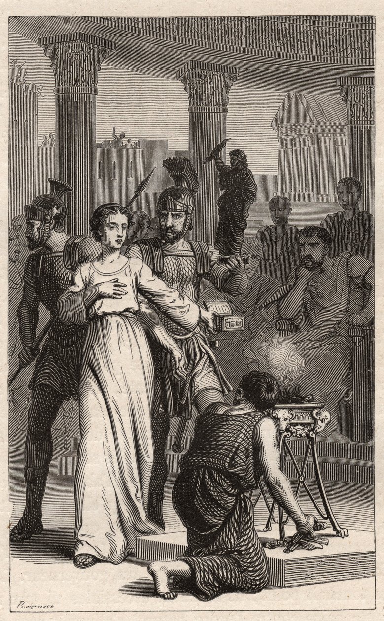 Saint Blandina - Saint Blandine (martyr 177) refuses to sacrifice to idols - engraving in The Illustrious Women Of France by Oscar Havard - 1886 by Unknown artist