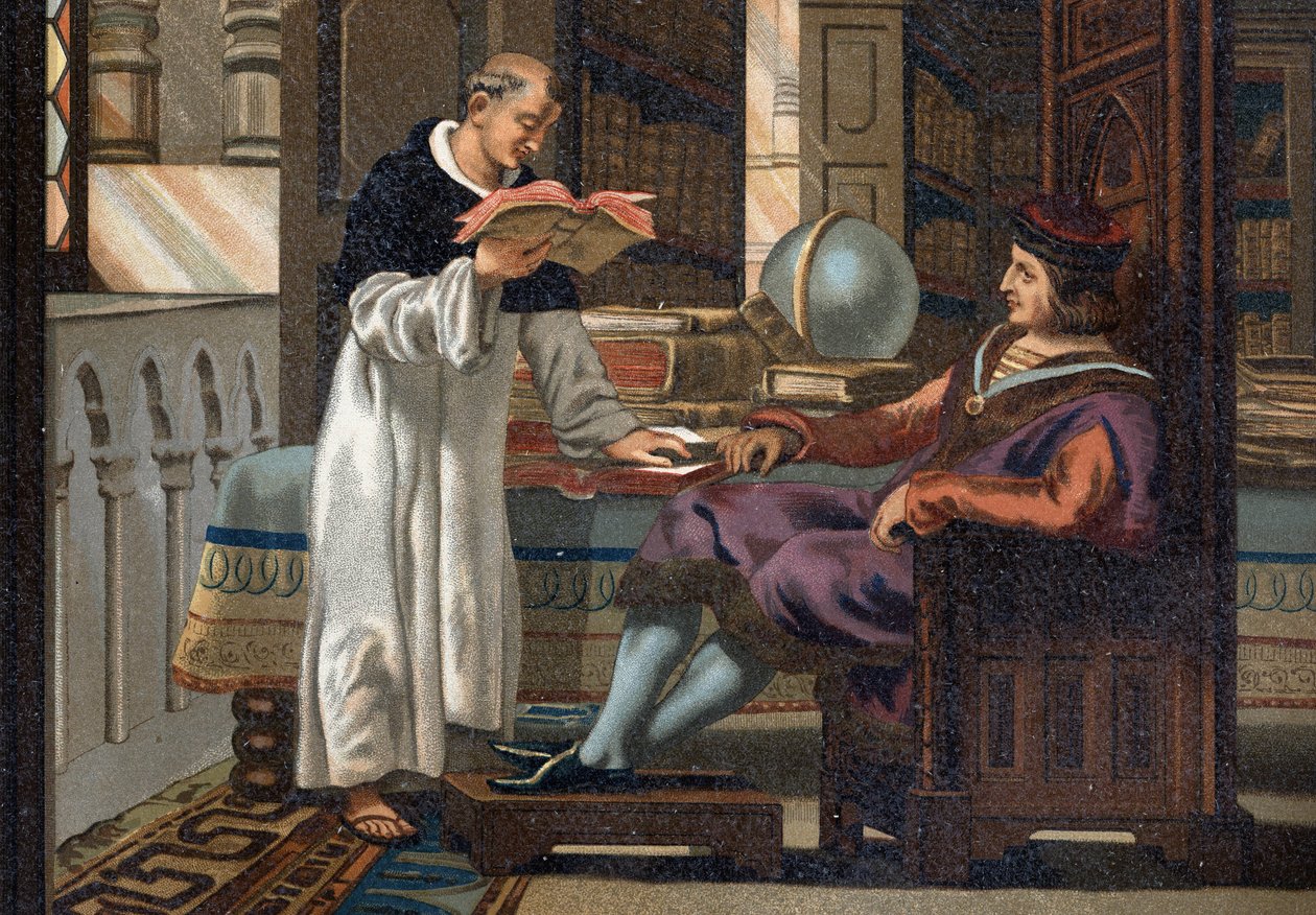 Saint Louis (1214-1270), King of France, and his councillor Saint Vincent de Beauvais (ca. 1190-1264), after 