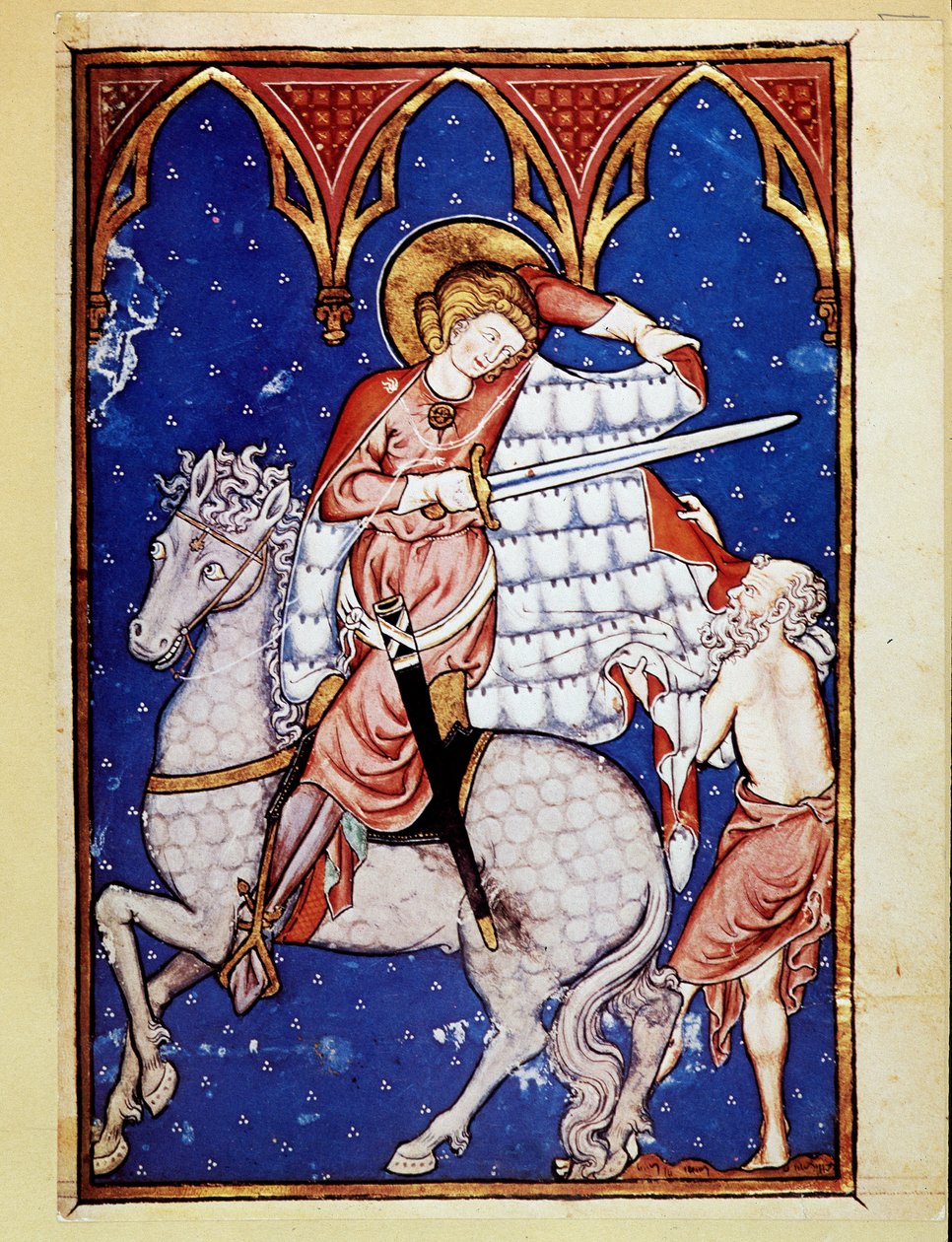 Saint Martin sharing his coat with a poor man - after the light of the 13th century by Unknown artist