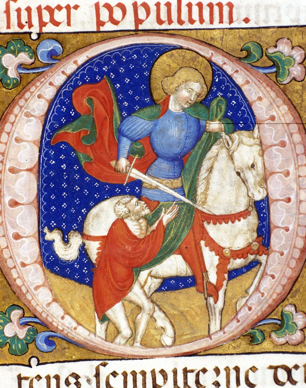 Saint Martin Sharing His Coat with a Poor Miniature of the 15th Century Bibl. Nazionale Braidense by Unknown artist