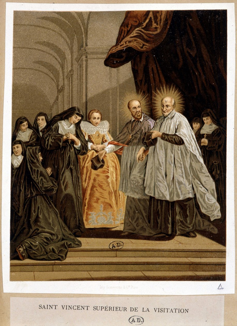 Saint Vincent de Paul, superior of the Visitation, Jeanne de Chantal - from 18th century painting by Unknown artist
