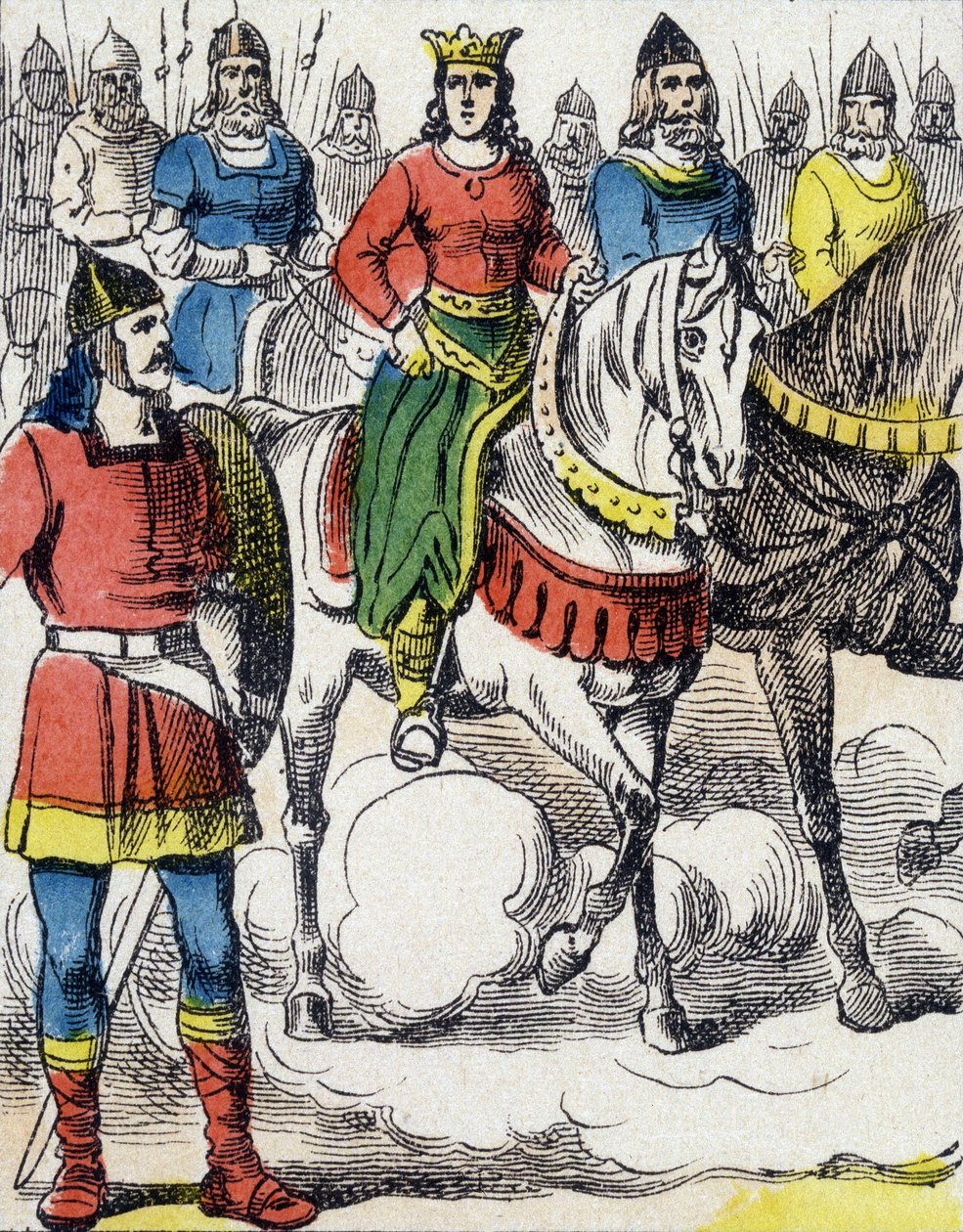 Sainte Clotilde (475-545) fled the tutelage of her uncle Gondebaud, king of the Bourgondes (480-516), who was the murderer of her family by Unknown artist