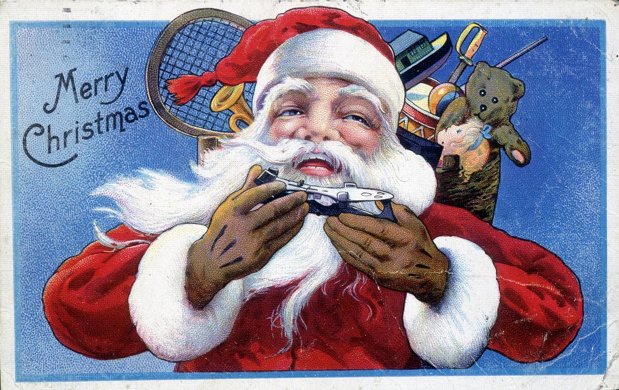 Santa Claus and his toy hood - American postcard, late 19th century by Unknown artist