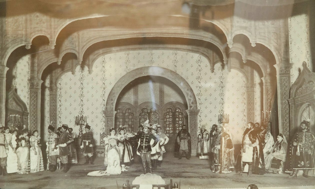 Scene from the Theatre Play "False Dmitriy" by Alexander Nikolayevich Ostrovsky. Theatre Maly of Moscow. Photograph, 1870s by Unknown artist
