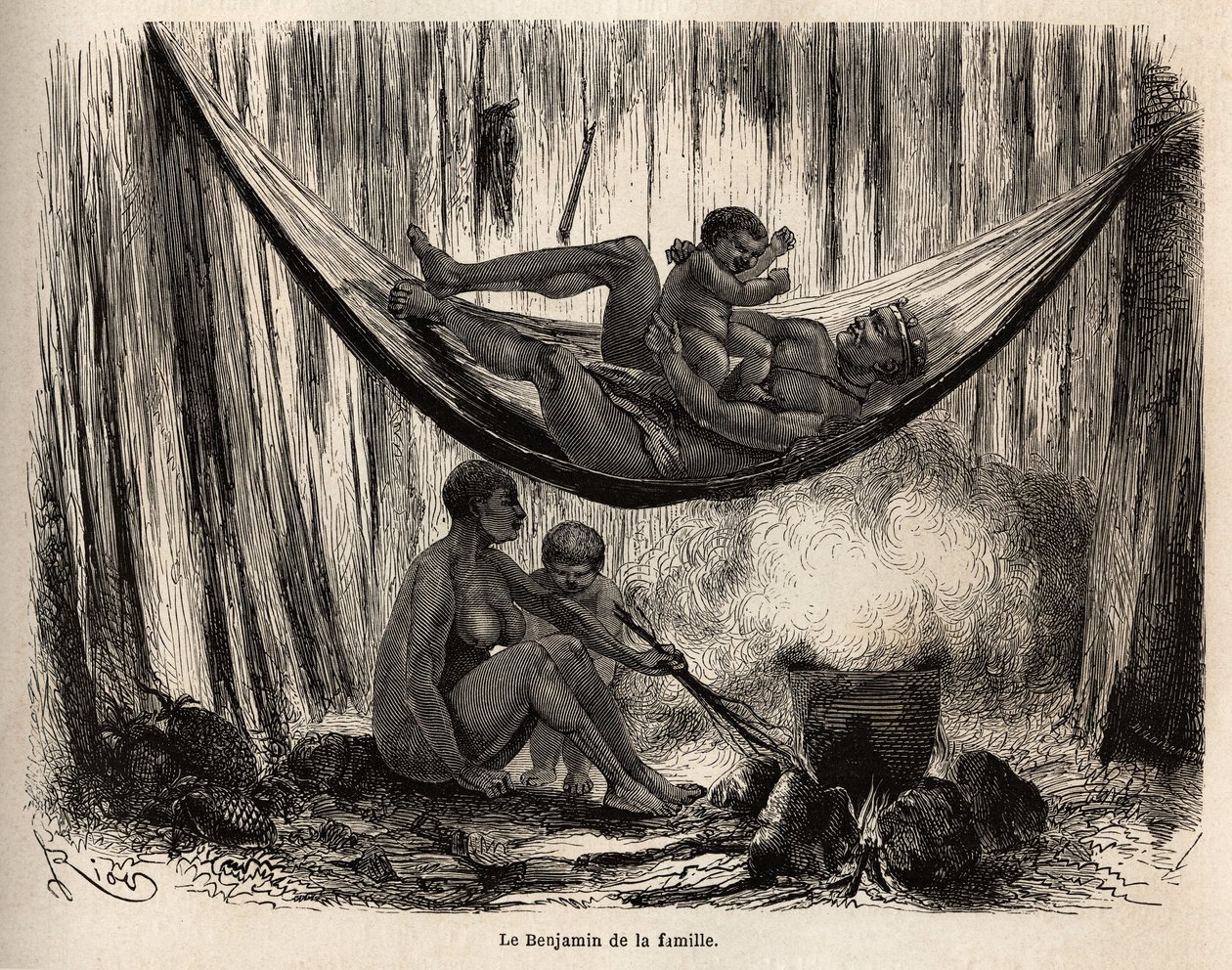 Scene of the family life of the Yahuas Indians of the mission of San Jose (Peru) by Unknown artist