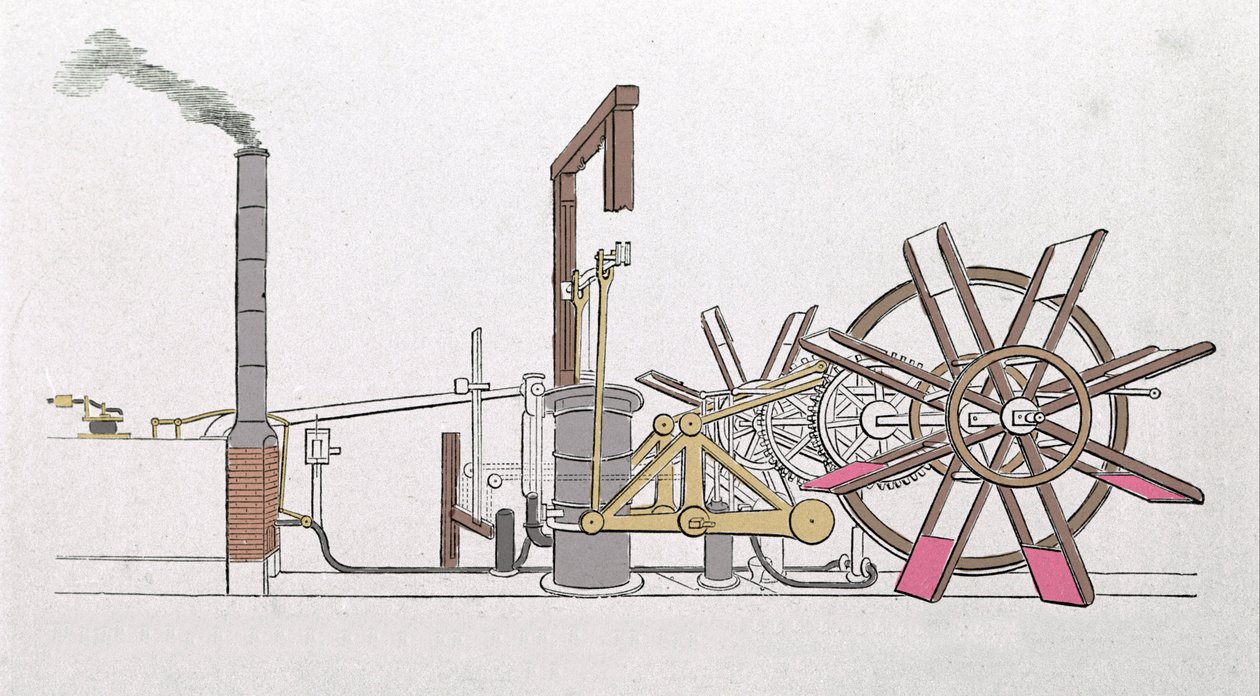 Schema of the Wheel Shaft of the Steamboat 'Le Clermont' made in 1807 ...