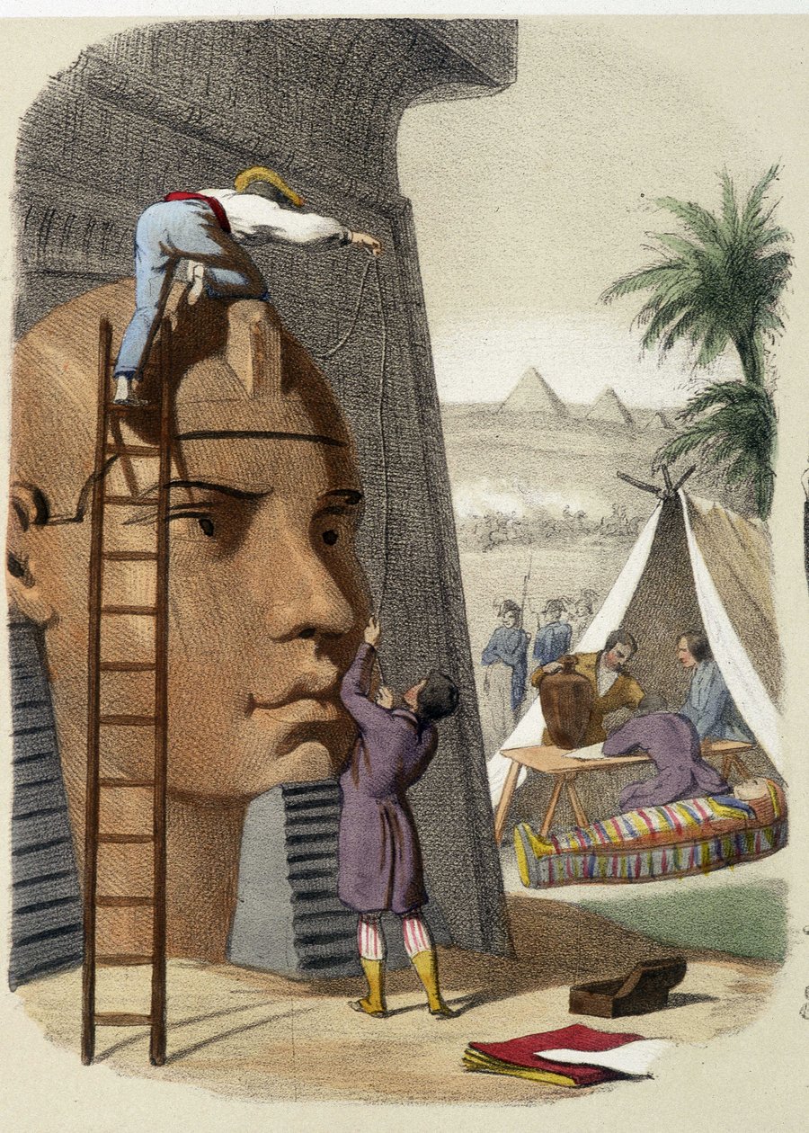 Scientific Commission of Egypt (mission of Jean Francois Champollion). Engraving of the 19th century by Unknown artist