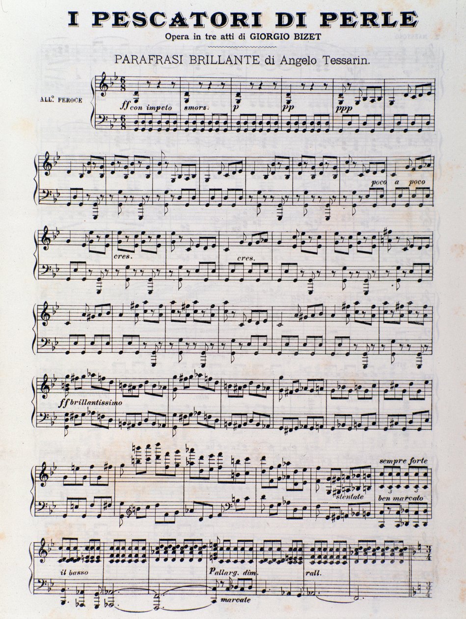 Sheet music page for The Pearl Fishermen, opera by Georges Bizet by Unknown artist