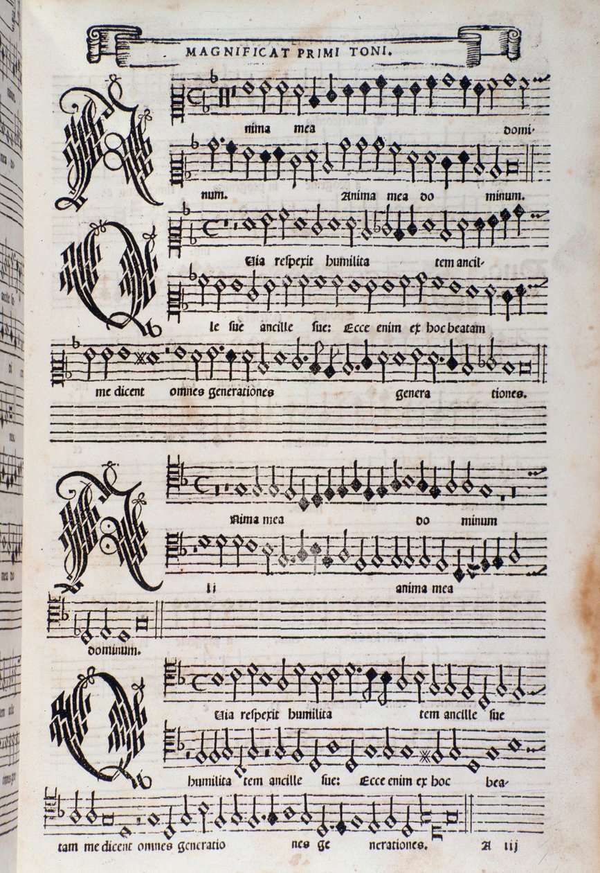 Sheet music page of the Magnificat by Giovanni Animuccia by Unknown artist