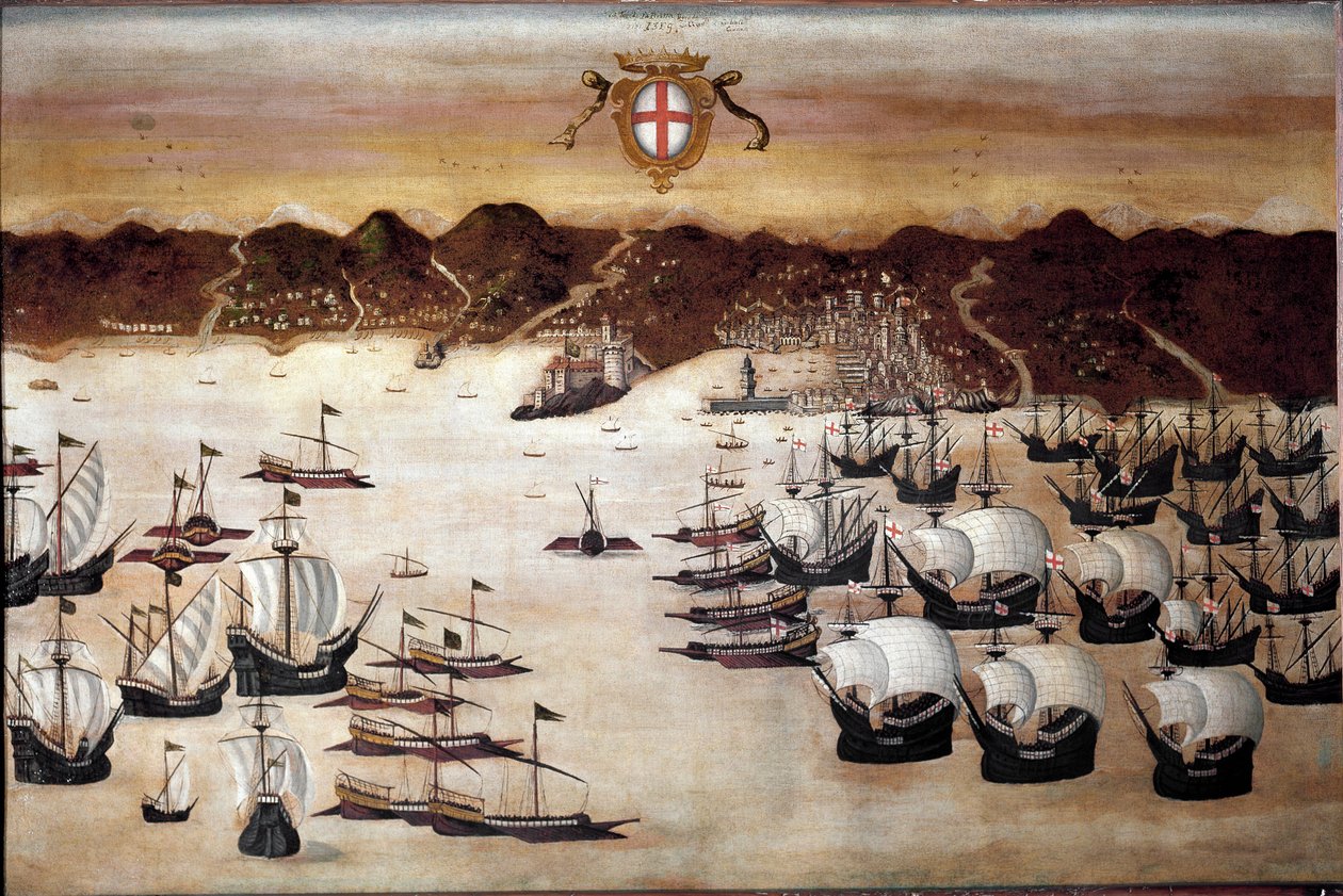 Ships in the Port of Genoa by Unknown artist