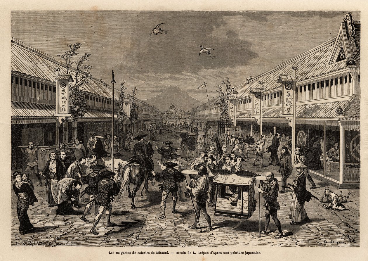 Silk Shops in Mitsoui, Yedo by Unknown artist