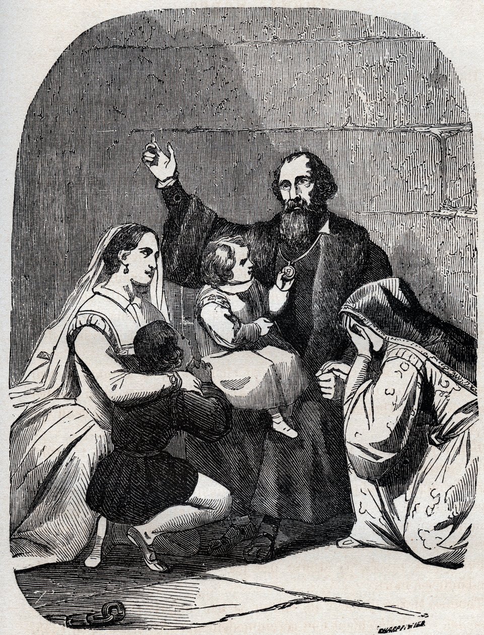 Sir Thomas More (Morus) (1478-1535) and his daughter Margaret and children in prison by Unknown artist
