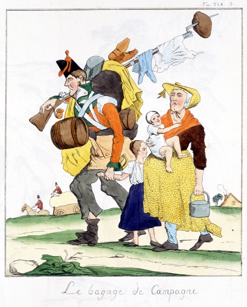 English Soldier from the Campaigns Against Napoleon with His Wife and Children - in 