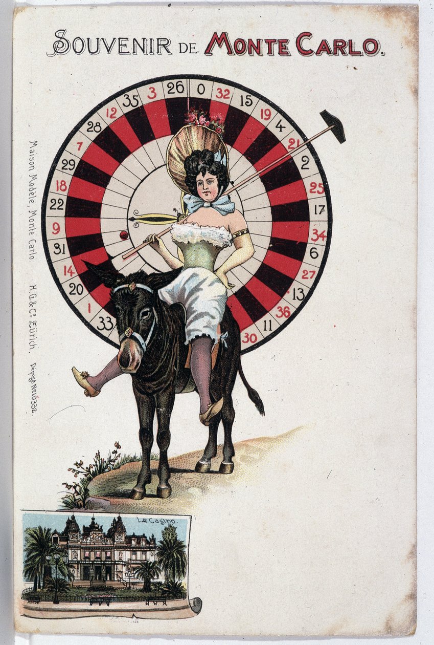 Souvenir Postcard of Monte Carlo, Late 19th Century by Unknown artist