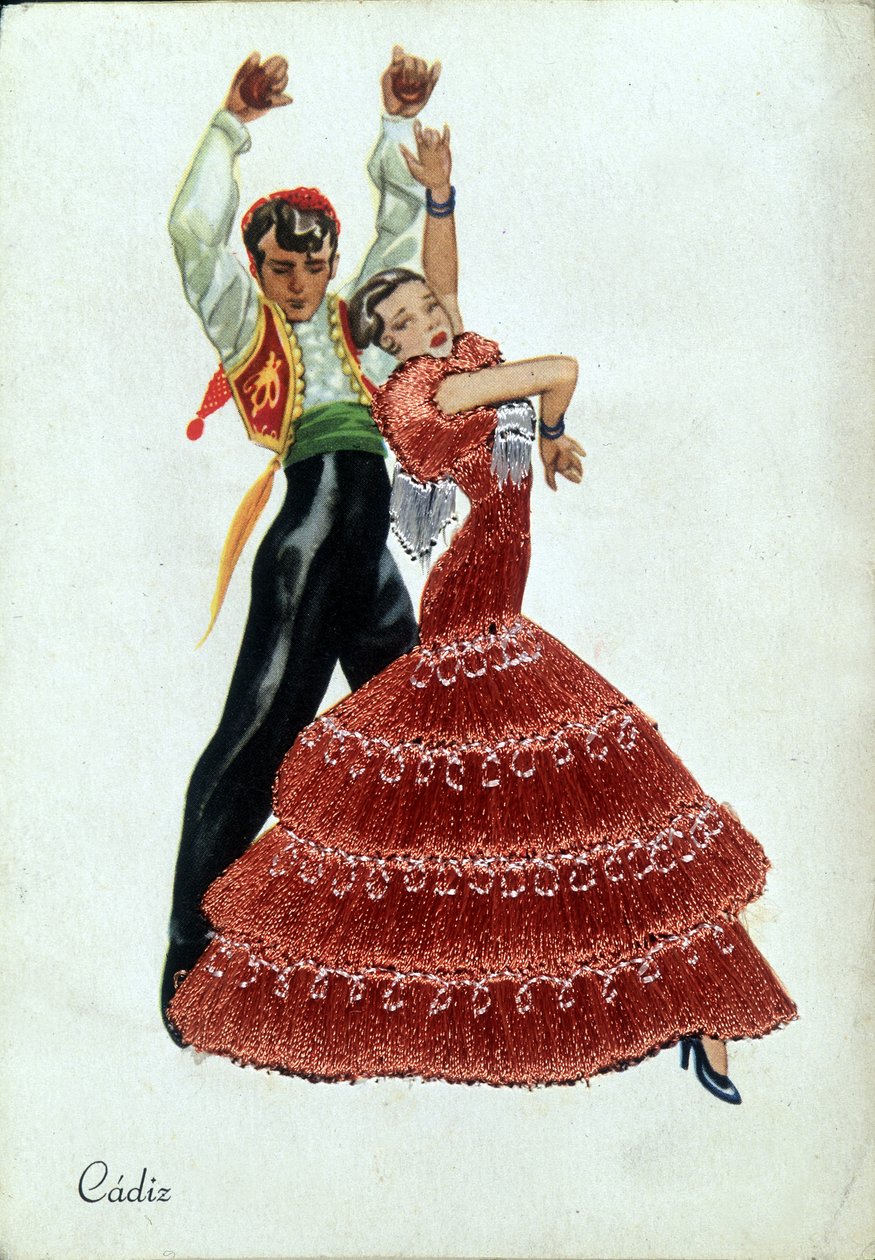 Spanish Flamenco dancers in traditional clothes by Unknown artist