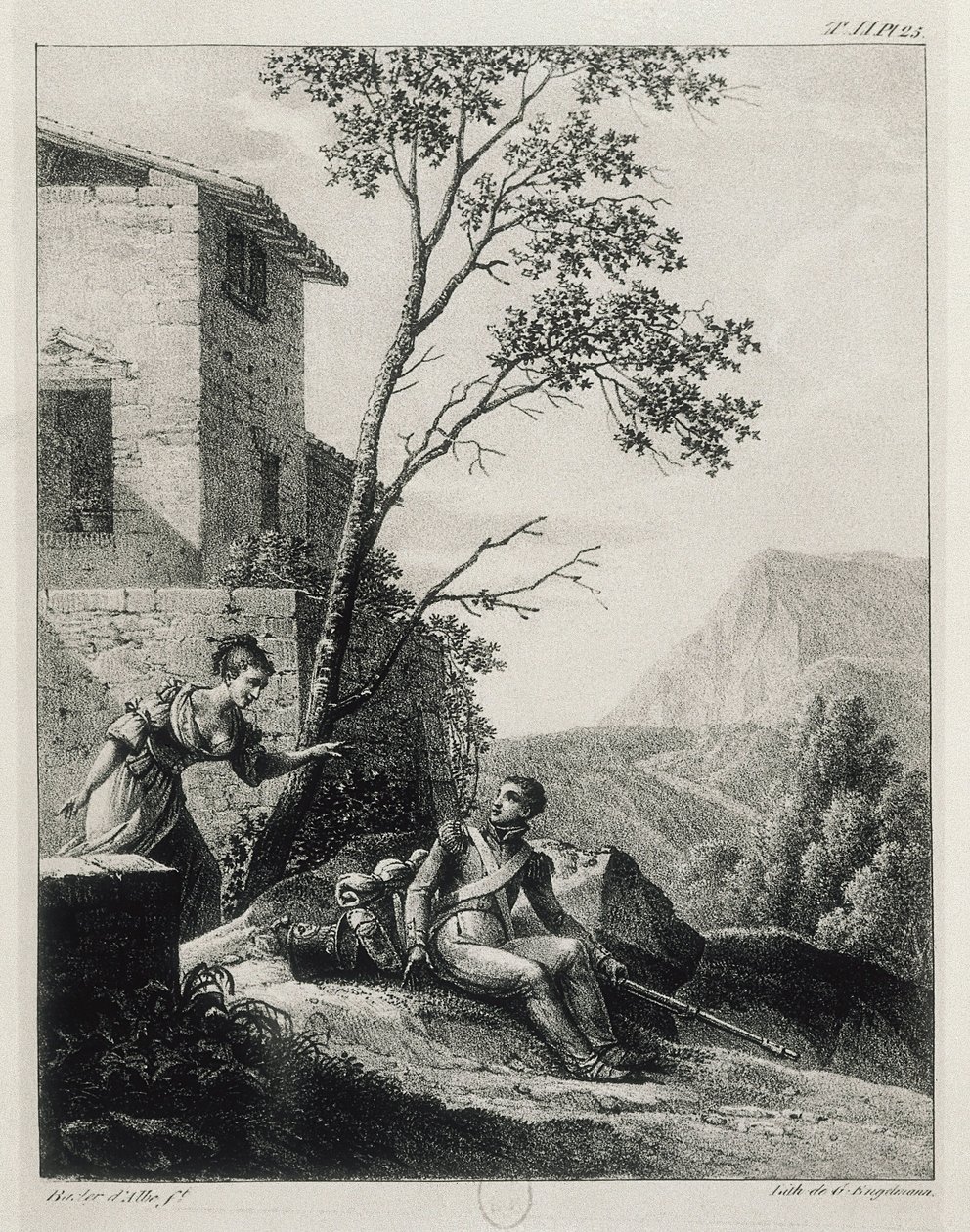 Spanish woman warning a soldier about the arrival of the guerrilla El Empecinado by Unknown artist