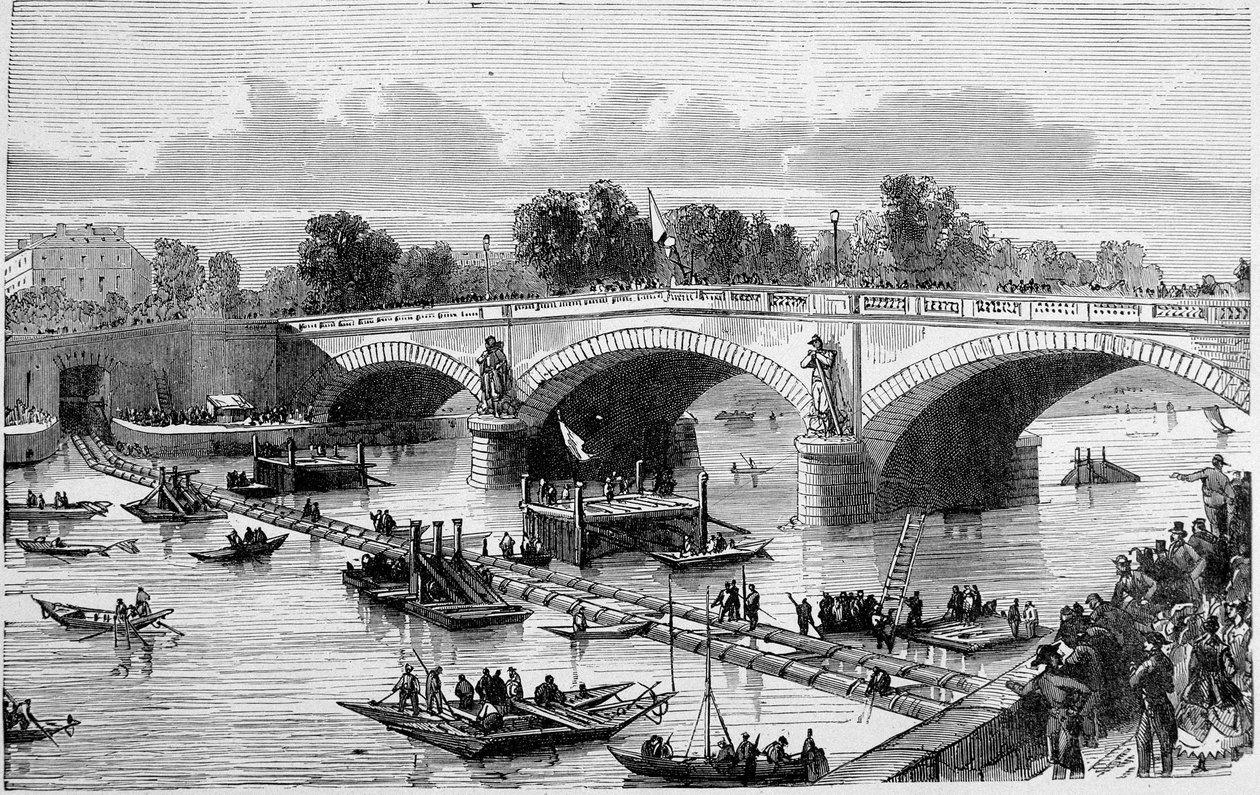 Siphon of the Alma Bridge - engraving by Unknown artist
