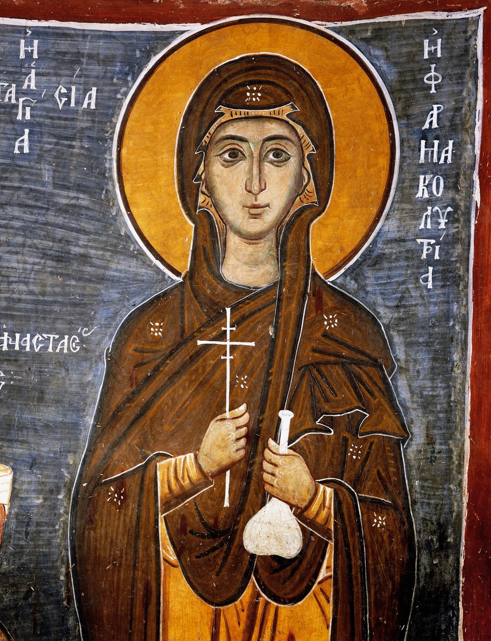 St Anastasia, healer of horses with bottle of remedies and cross (detail) by Unknown artist
