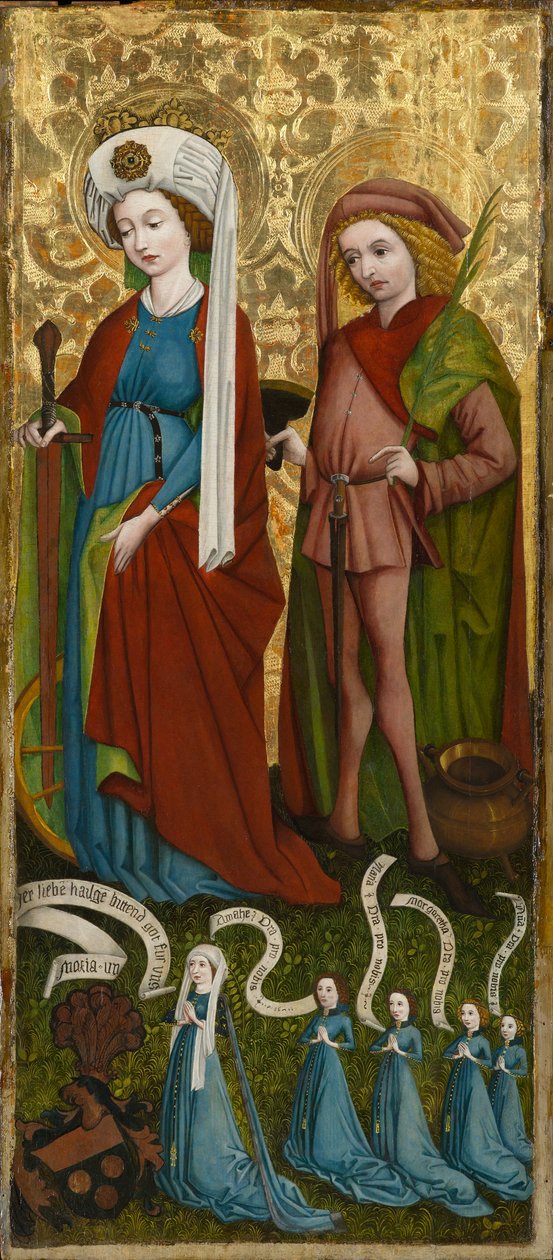 St. Catherine and St. Vitus with Anna von Freiberg and Her Daughters by Unknown artist
