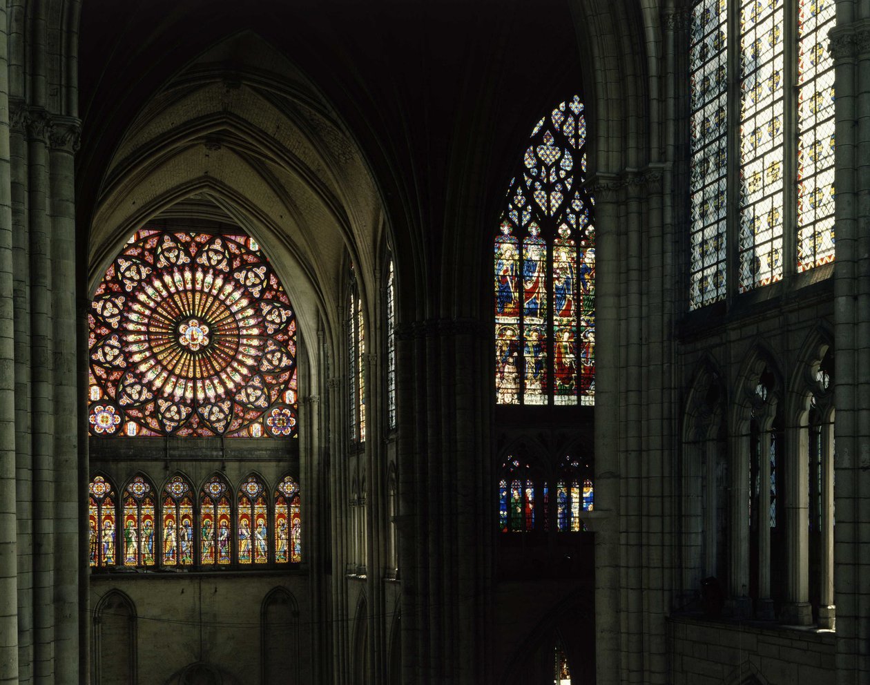 Stained glass windows and rosette of the cathedral of Troyes by Unknown artist